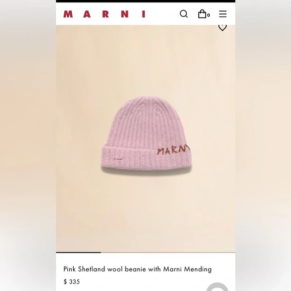 Marni Shetland Wool Pink Knit Beanie Hat size S display picture 3